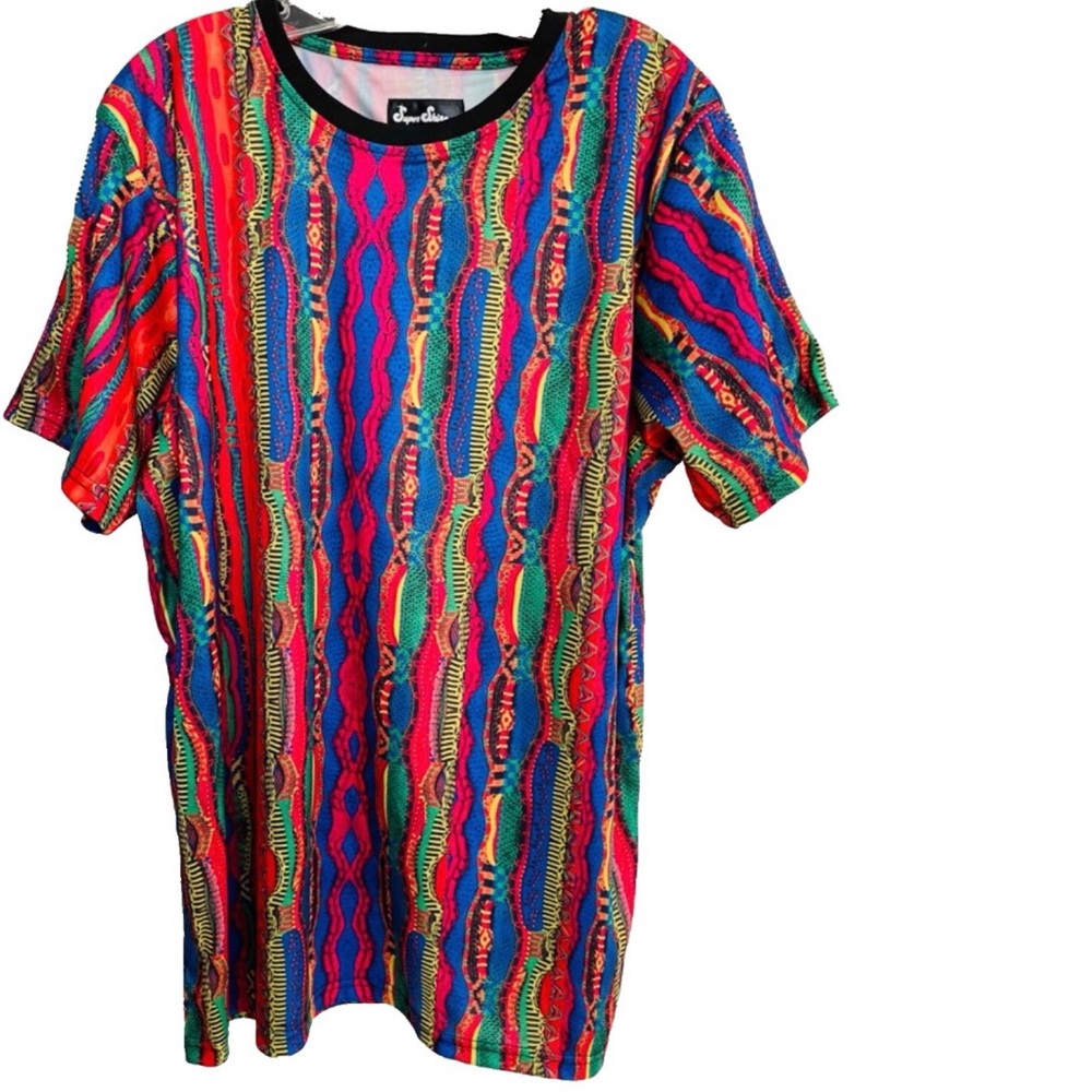 NWT Unique SUPER SHINE Prints by Drill Australian Knit Print Casual SHIRT Small